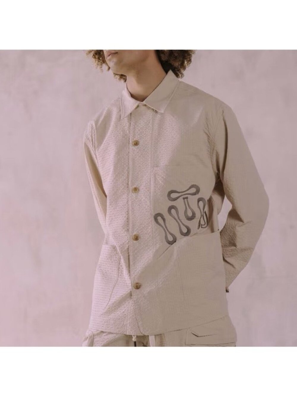 Honor The Gift Beige Textured Jacket Button Down Long Sleeve Embroidered Mens XL
